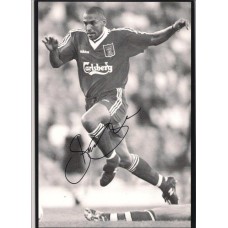 Autographed action picture of Liverpool footballer Stan Collymore.
